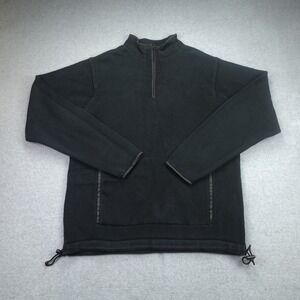 Eddie Bauer Sweater Mens Medium Black Gorpcore Cotton 1/4 Zip Pullover Australia